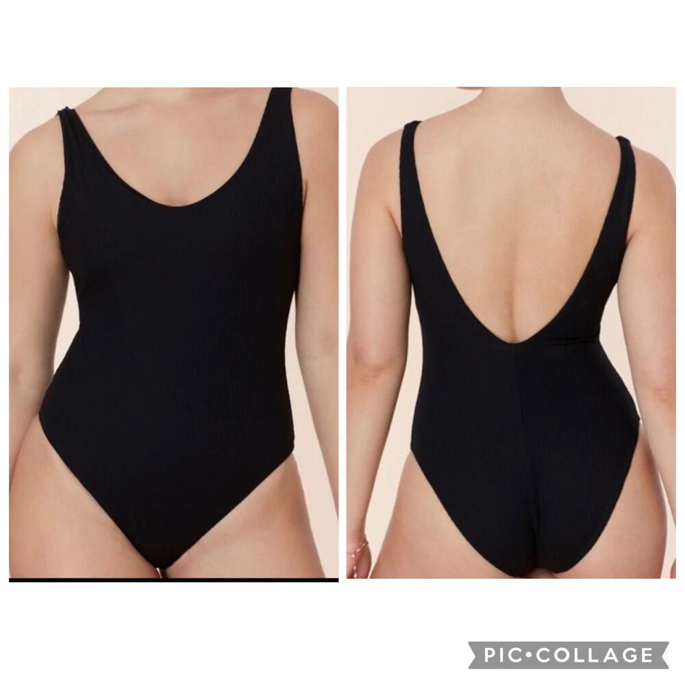 Andie The Ibiza One Piece Rib Swimsuit Black Size XXL